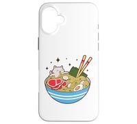 Cute Cat Eating Ramen Bowl Kawaii Food Carcasa para iPhone 16 Plus