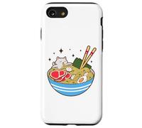 Cute Cat Eating Ramen Bowl Kawaii Food Carcasa para iPhone SE (2020) / 7/8