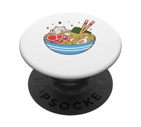 Cute Cat Eating Ramen Bowl Kawaii Food PopSockets PopGrip Adhesivo
