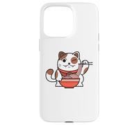 Cute Cat Eating Ramen Japanese Noodle Soup Anime Carcasa para iPhone 15 Pro Max