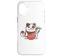 Cute Cat Eating Ramen Japanese Noodle Soup Anime Carcasa para iPhone 16 Plus