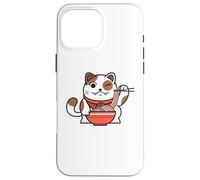 Cute Cat Eating Ramen Japanese Noodle Soup Anime Carcasa para iPhone 16 Pro Max