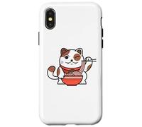 Cute Cat Eating Ramen Japanese Noodle Soup Anime Carcasa para iPhone X/XS