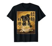 Cute Cat Eating Ramen Noodles Funny Japan Kawaii Cats Camiseta