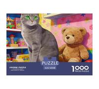 Cute Cat Focus-Boosting 1000 Piece Puzzle, Premium Paper, Educational & Pet Fun for Adults PuzzlesTeens, Great Gift for Friends 52x38cm/1000pcs