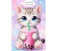 Cute Cat Gifts for Girls: Kawaii Cat & Boba Tea Composition Notebook - Adorable Kitty with Bubble Tea Design | Lined Pages for Writing, Journaling, Notes & School