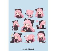 Cute Cat Girl Sketchbook: Blank Pages, 110 pages, White paper, Sketch, Doodle and Draw