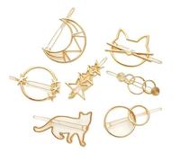 Cute Cat Hair Clips, Fun Hair Clips, Suitable For Everyday Wear, Cute Outfits, Parties And Creative Looks (7-Piece Set). (Gold,One Size)