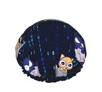 Cute Cat In Box Gorros de baño para niños Gorro de pelo Gorros de ducha reutilizables Gorro de ducha suave y elástico para cabello largo Cabello corto Cabello rizado