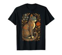 Cute Cat Lover Vintage Flowers Art Pattern Aesthetic Camiseta