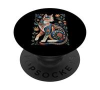 Cute Cat Lover Vintage Flowers Art Pattern Aesthetic PopSockets PopGrip Adhesivo