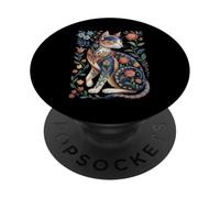 Cute Cat Lover Vintage Flowers Art Pattern Aesthetic PopSockets PopGrip Adhesivo