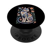 Cute Cat Lover Vintage Flowers Art Pattern Aesthetic PopSockets PopGrip Adhesivo