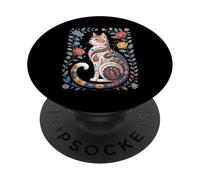 Cute Cat Lover Vintage Flowers Art Pattern Aesthetic PopSockets PopGrip Adhesivo