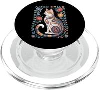 Cute Cat Lover Vintage Flowers Art Pattern Aesthetic PopSockets PopGrip para MagSafe