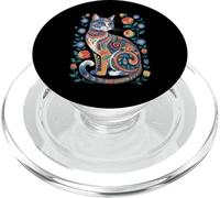 Cute Cat Lover Vintage Flowers Art Pattern Aesthetic PopSockets PopGrip para MagSafe