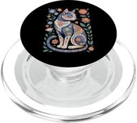 Cute Cat Lover Vintage Flowers Art Pattern Aesthetic PopSockets PopGrip para MagSafe