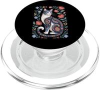 Cute Cat Lover Vintage Flowers Art Pattern Aesthetic PopSockets PopGrip para MagSafe