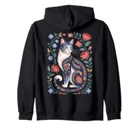 Cute Cat Lover Vintage Flowers Art Pattern Aesthetic Sudadera con Capucha