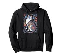 Cute Cat Lover Vintage Flowers Art Pattern Aesthetic Sudadera con Capucha