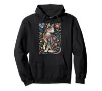 Cute Cat Lover Vintage Flowers Art Pattern Aesthetic Sudadera con Capucha