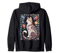 Cute Cat Lover Vintage Flowers Art Pattern Aesthetic Sudadera con Capucha