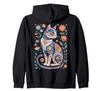 Cute Cat Lover Vintage Flowers Art Pattern Aesthetic Sudadera con Capucha