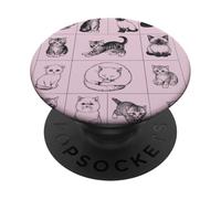 Cute Cat Lovers Art Collection Doce Gatitos PopSockets PopGrip Adhesivo