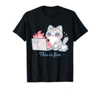 Cute Cat Meme Office Caos Burnout Humor Alivio del estrés Camiseta