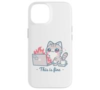 Cute Cat Meme Office Caos Burnout Humor Alivio del estrés Carcasa para iPhone 14