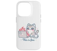 Cute Cat Meme Office Caos Burnout Humor Alivio del estrés Carcasa para iPhone 14 Pro