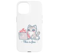 Cute Cat Meme Office Caos Burnout Humor Alivio del estrés Carcasa para iPhone 15
