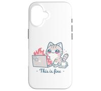 Cute Cat Meme Office Caos Burnout Humor Alivio del estrés Carcasa para iPhone 16