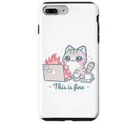 Cute Cat Meme Office Caos Burnout Humor Alivio del estrés Carcasa para iPhone 7 Plus/8 Plus