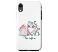 Cute Cat Meme Office Caos Burnout Humor Alivio del estrés Carcasa para iPhone XR