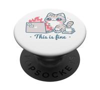 Cute Cat Meme Office Caos Burnout Humor Alivio del estrés PopSockets PopGrip Adhesivo