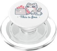 Cute Cat Meme Office Caos Burnout Humor Alivio del estrés PopSockets PopGrip para MagSafe