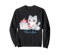 Cute Cat Meme Office Caos Burnout Humor Alivio del estrés Sudadera