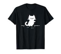 Cute Cat Minimal Pixel Art Nostalgic Retro 8-bit Gamer Camiseta