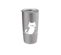 Cute Cat Minimal Pixel Art Nostalgic Retro 8-bit Gamer Vaso térmico de acero inoxidable de doble pared