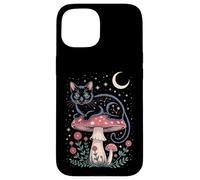 Cute Cat Moon Stars Night Kitty Cat Carcasa para iPhone 15