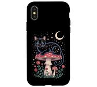 Cute Cat Moon Stars Night Kitty Cat Carcasa para iPhone X/XS