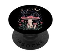 Cute Cat Moon Stars Night Kitty Cat PopSockets PopGrip Adhesivo