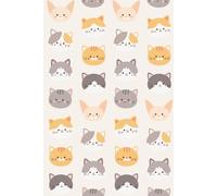 Cute Cat Notebook - Kawaii Cat Face Journal, 6 x 9" College Ruled Notebook with Adorable Pastel Cat Pattern Cover, 100 Pages
