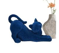 Cute Cat Ornaments Animal Figurines - Cute Stretching Resin Flocked Sculpture | Book Shelf Decor | For Offices Library Bedroom Living Room Desk Outdoor Indoor Reading Animal Lover Meditations