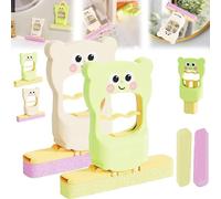 Cute Cat Pattern Mini Handheld Short Mop, Mini Foldable Desktop Mops, Portable Self-Squeeze Small Mops, Wet and Dry Use Cleaning, Reusable Mop for Bathroom, Kitchen, Countertops, Glass (White+Green)