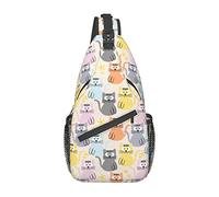 Cute Cat Pattern Sling Bag Senderismo Mochila Crossbody Hombro Mochila Travel Chest Pack para Hombres Mujeres