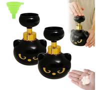 Cute Cat Paw Foam Soap Dispenser, Refillable Black Kitty Foaming Press Pump Bottle Can Creates Paw-Shaped Foam, Reusable Empty Liquid Hand Container for Bathroom & Kitchen, Cat Lovers Gift(2pcs)