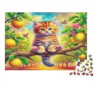 Cute Cat Puzzle for The Whole Family Cute Kitten on Branch for Women, Gifts for Men Adults & Kids 70x50cm/1000pcs