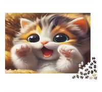 Cute Cat Puzzles Imposible,desafío para Adultos Cute Kitten with Paws Up Mouth Wide Open Juego Educativo 1000 Piezas Obra De Arte De Juego De para Adultos, Regalos A Partir De 14 Años 52x38cm/1000pcs